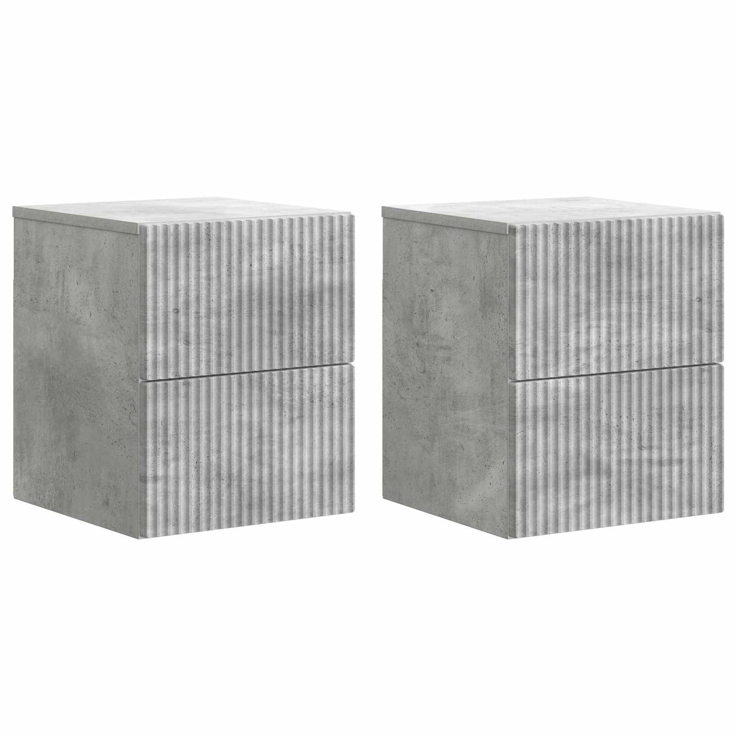 Mobiletto da notte a muro con cassetto 2 pcs Grigio Cemento