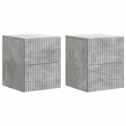 Mobiletto da notte a muro con cassetto 2 pcs Grigio Cemento
