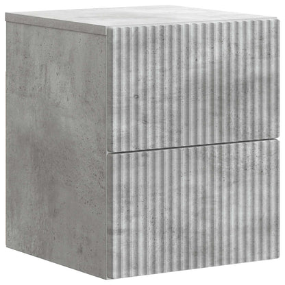 Mobiletto da notte a muro con cassetto 2 pcs Grigio Cemento