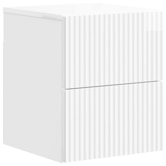 Mobiletto da notte a muro Bianco Lucido 33 x 34,5 x 40 cm