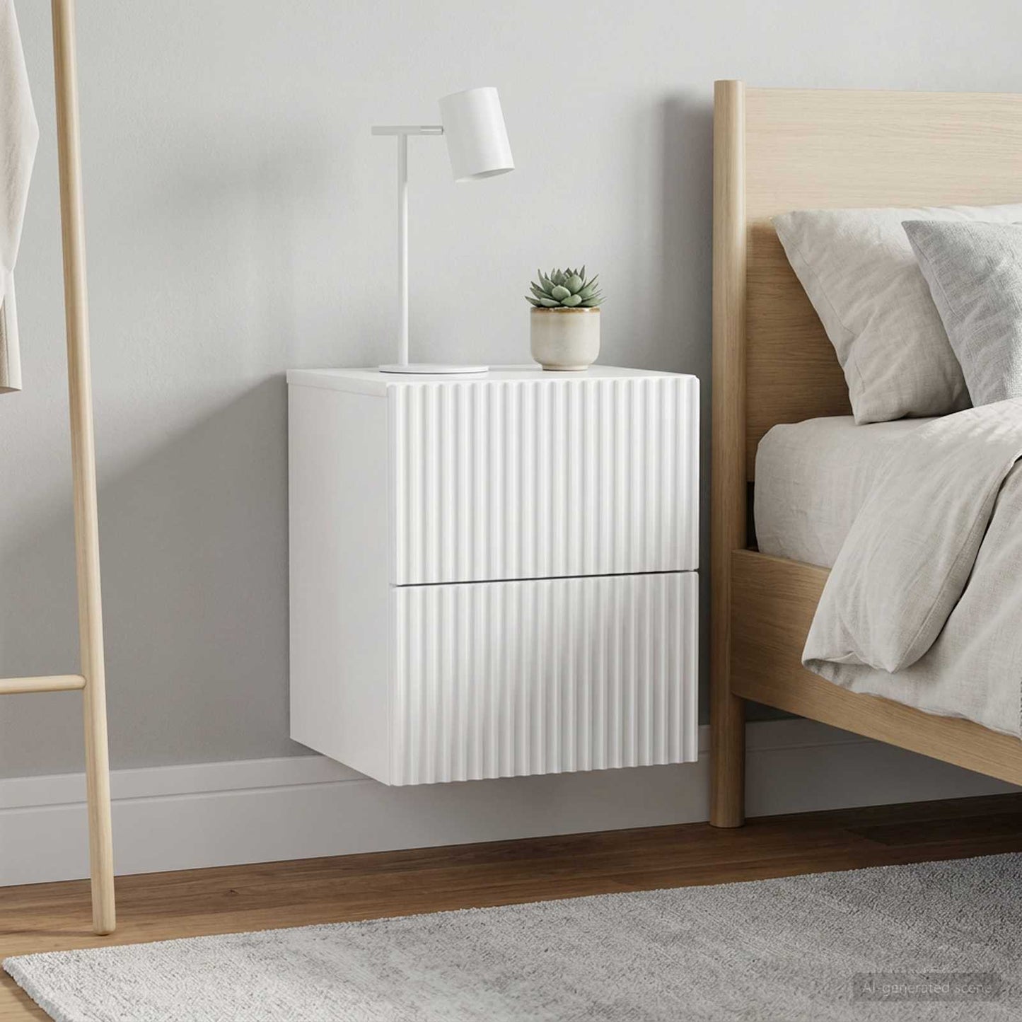 Mobiletto da notte a muro 2 pcs Bianco Lucido 33 x 34,5 x 40 cm