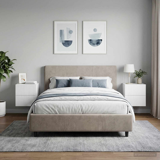 Mobiletto da notte a muro 2 pz Bianco Lucido 33 x 34,5 x 40 cm