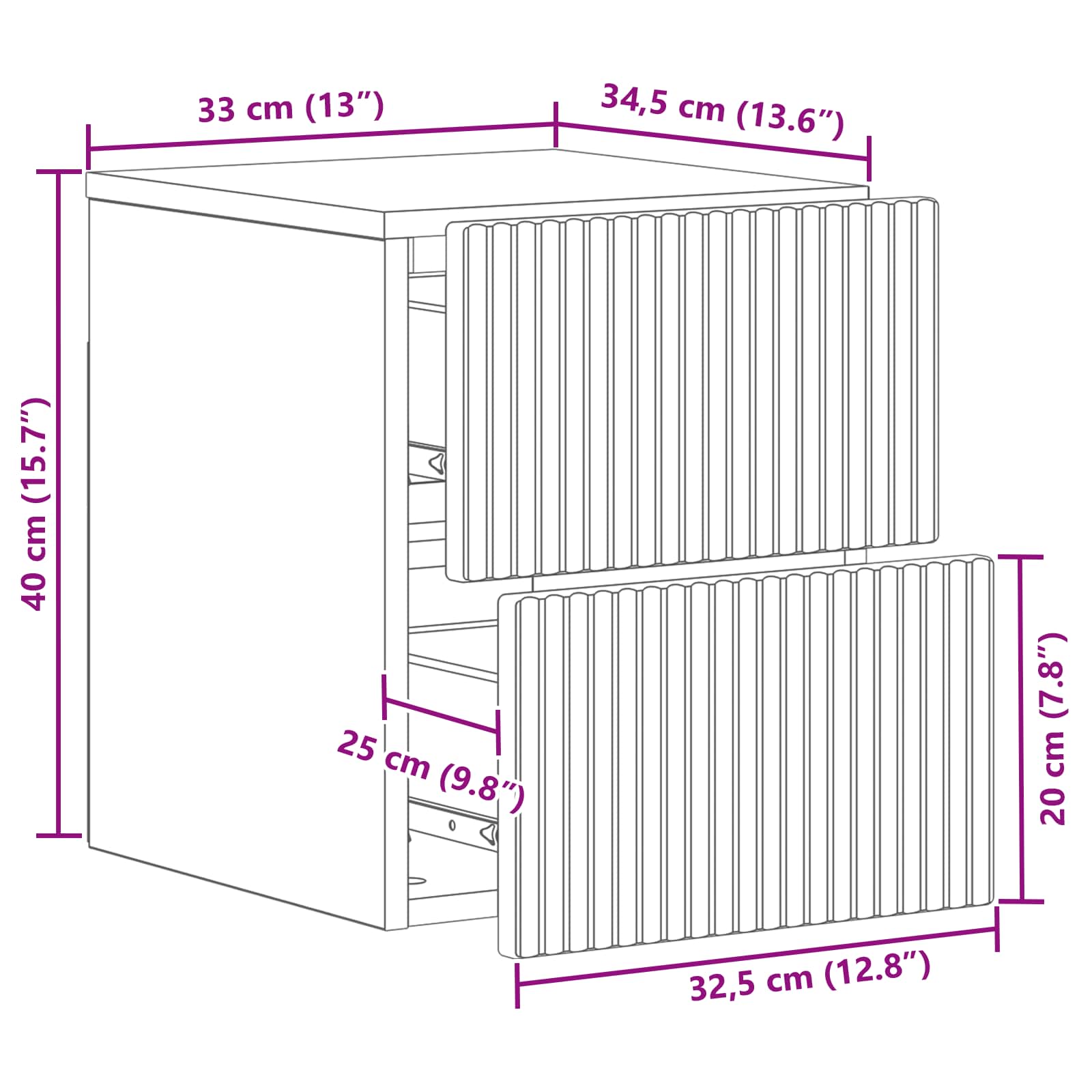 Mobiletto da notte a muro 2 pcs Bianco Lucido 33 x 34,5 x 40 cm | homemem39