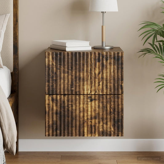 Mobiletto da notte a muro Rovere Fumo 33 x 34,5 x 40 cm