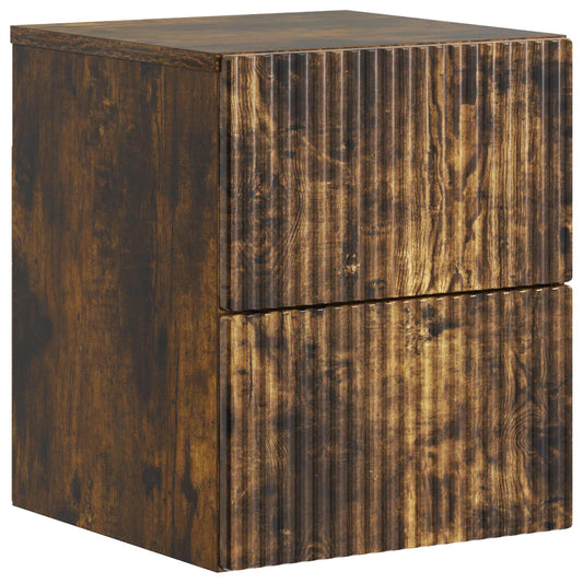 Mobiletto da notte a muro Rovere Fumo 33 x 34,5 x 40 cm