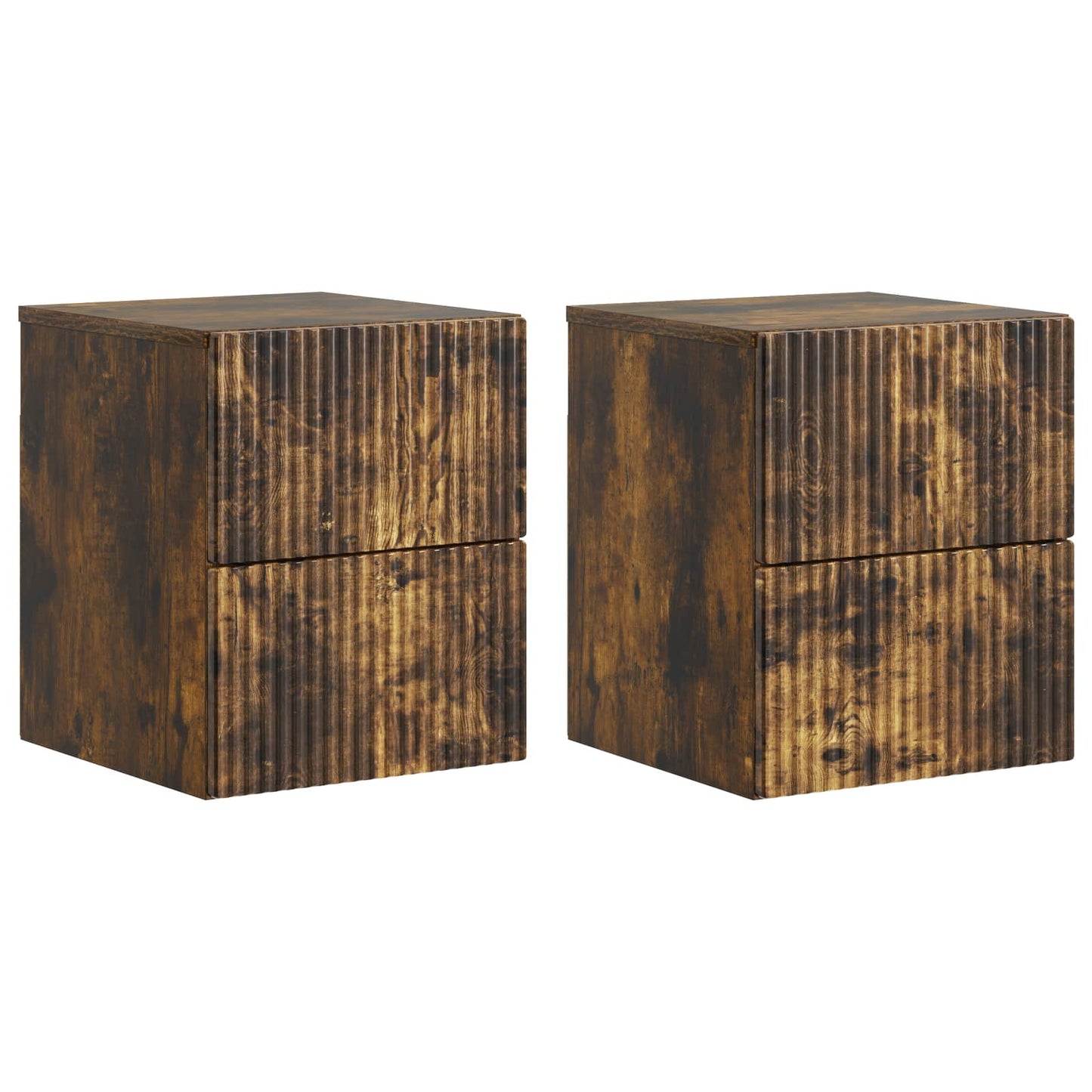 Mobiletto da notte a muro 2 pcs Rovere Fumo 33 x 34,5 x 40 cm