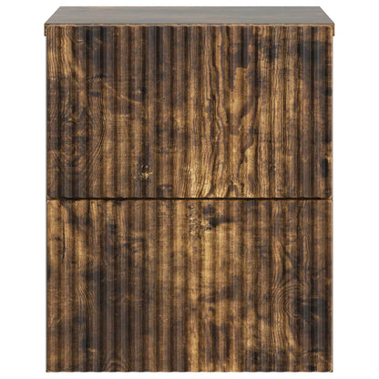 Mobiletto da notte a muro 2 pcs Rovere Fumo 33 x 34,5 x 40 cm