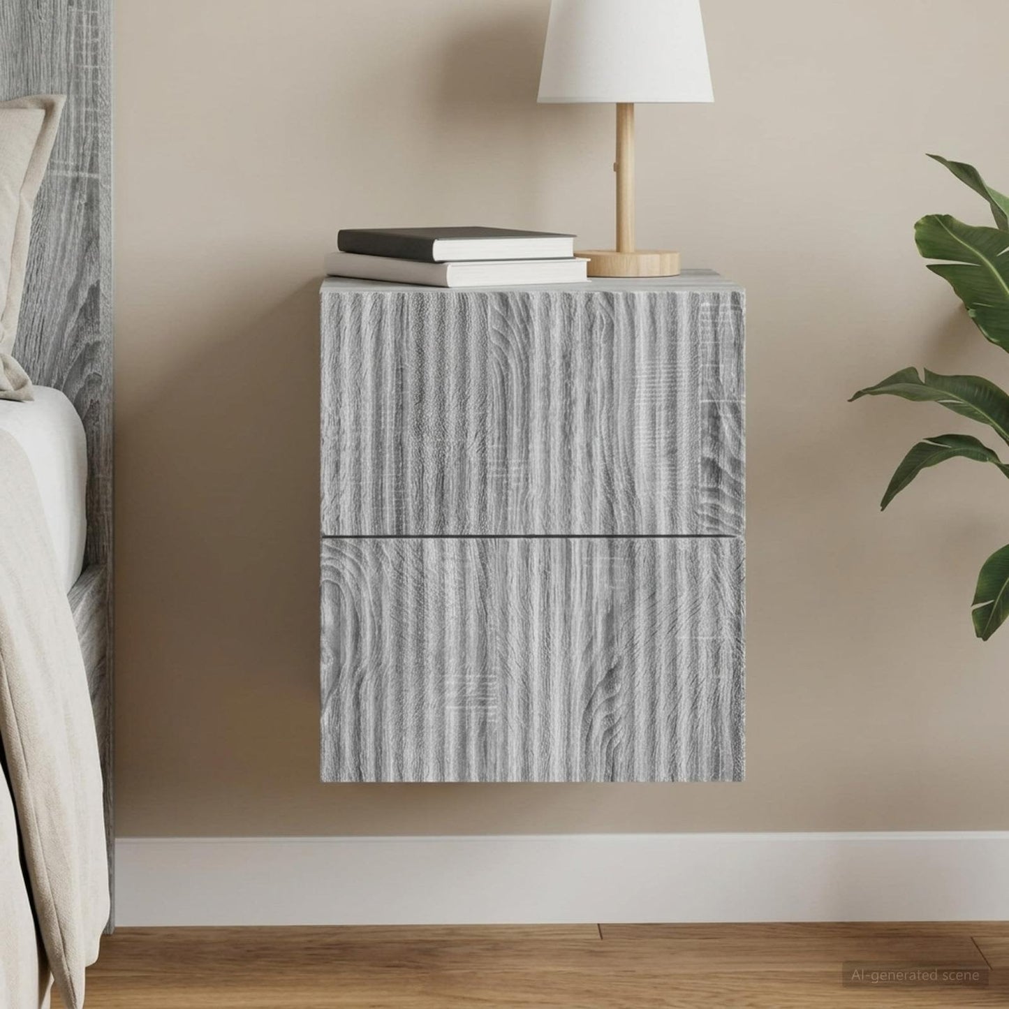 Mobiletto da notte a muro Grigio Sonoma 33 x 34,5 x 40 cm