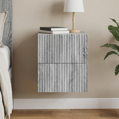 Mobiletto da notte a muro Grigio Sonoma 33 x 34,5 x 40 cm