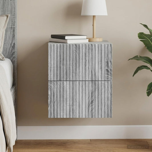 Mobiletto da notte a muro Grigio Sonoma 33 x 34,5 x 40 cm