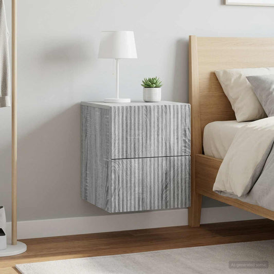 Mobiletto da notte a muro 2 pcs Grigio Sonoma 33 x 34,5 x 40 cm
