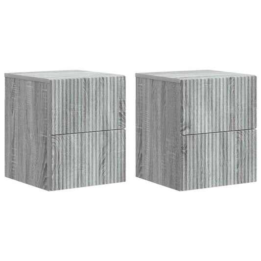 Mobiletto da notte a muro 2 pcs Grigio Sonoma 33 x 34,5 x 40 cm