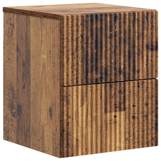 Mobiletto da notte a muro Legno antico 33 x 34,5 x 40 cm