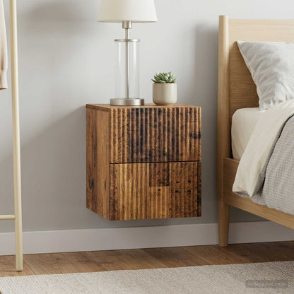 Mobiletto da notte a muro 2 pcs Legno antico 33 x 34,5 x 40 cm