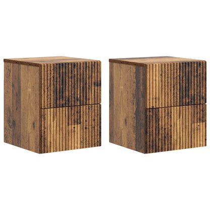 Mobiletto da notte a muro 2 pcs Legno antico 33 x 34,5 x 40 cm | homemem39