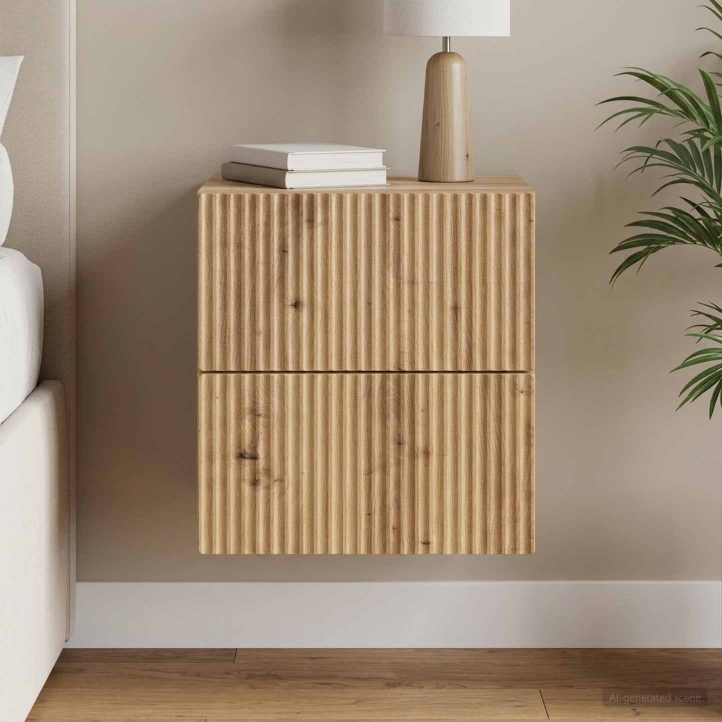 Mobiletto da notte a muro Rovere Artigianale 33 x 34,5 x 40 cm