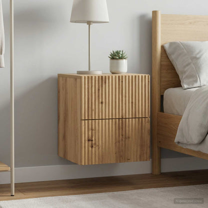 Mobiletto da notte a muro 2 pz Rovere Artigianale