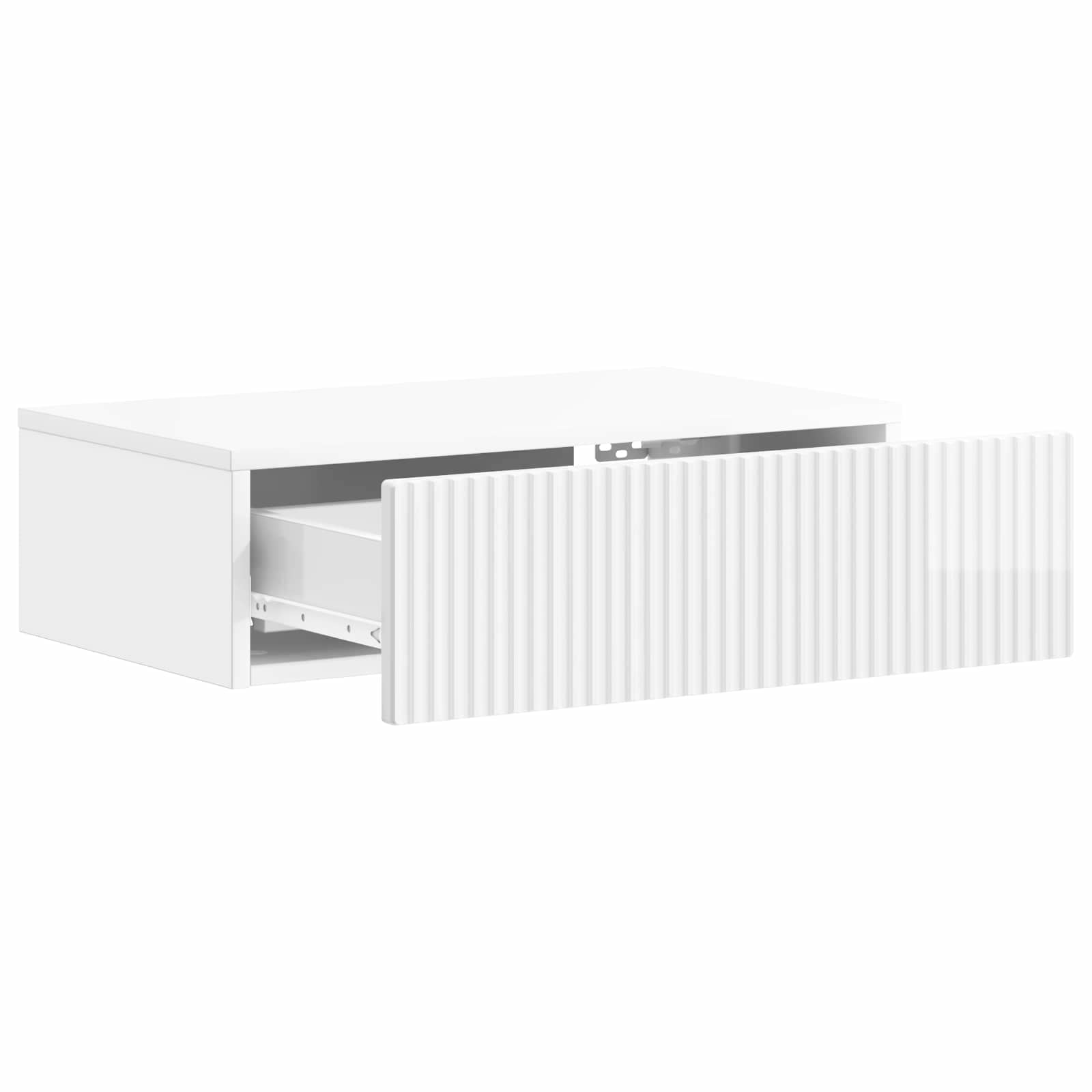 Tavolino da Parete Laterale Bianco Lucido 59 x 34,5 x 17 cm | homemem39