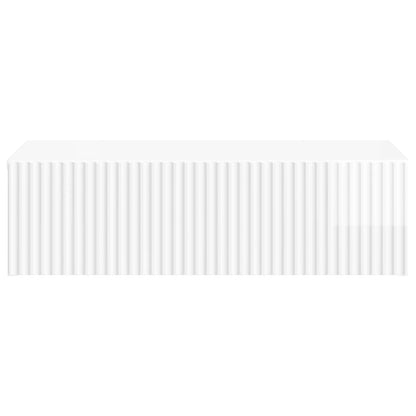 Tavolino da Parete Laterale Bianco Lucido 59 x 34,5 x 17 cm | homemem39