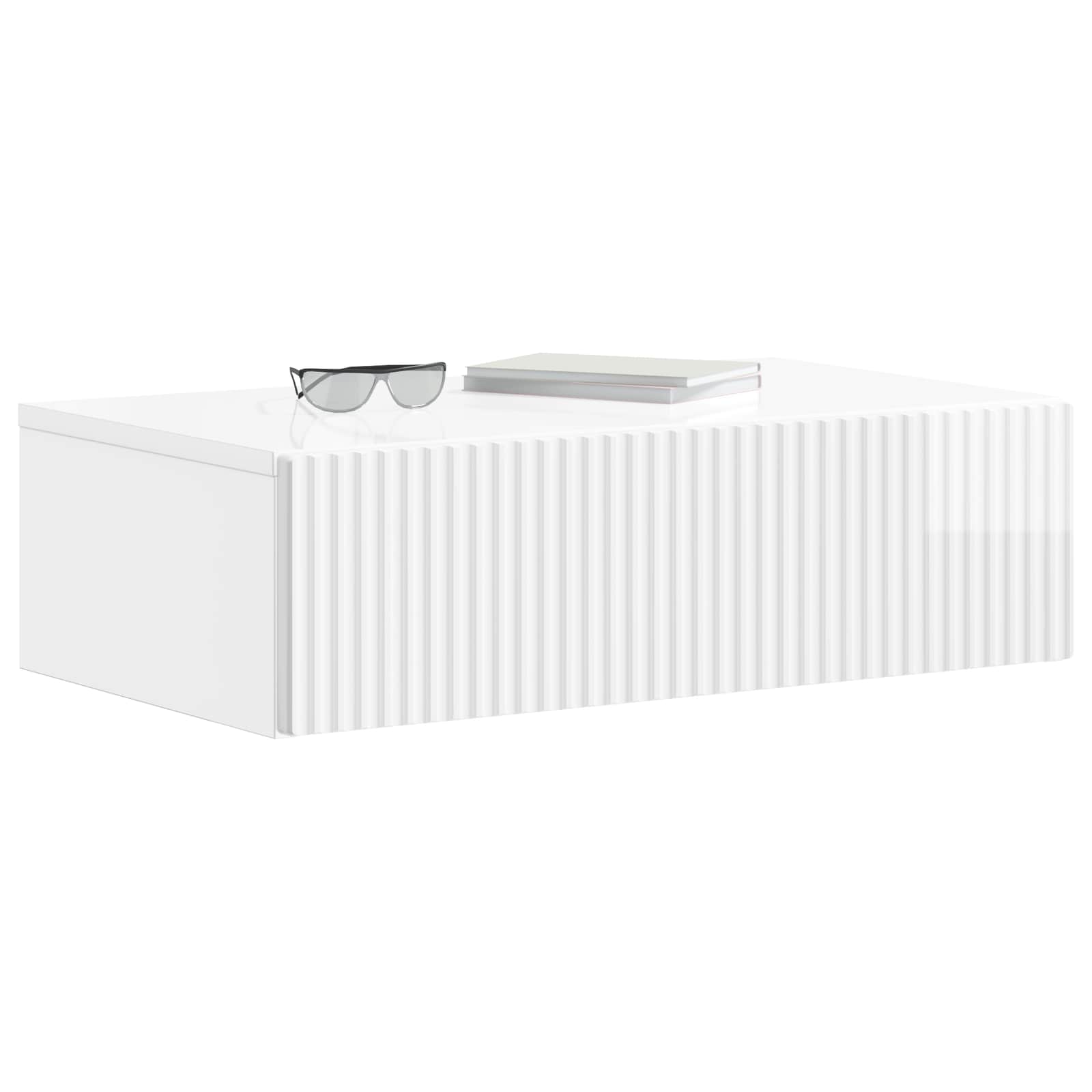 Tavolino da Parete Laterale Bianco Lucido 59 x 34,5 x 17 cm | homemem39