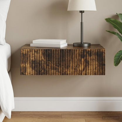 Tavolino da Parete Laterale Rovere Fumo 59 x 34,5 x 17 cm
