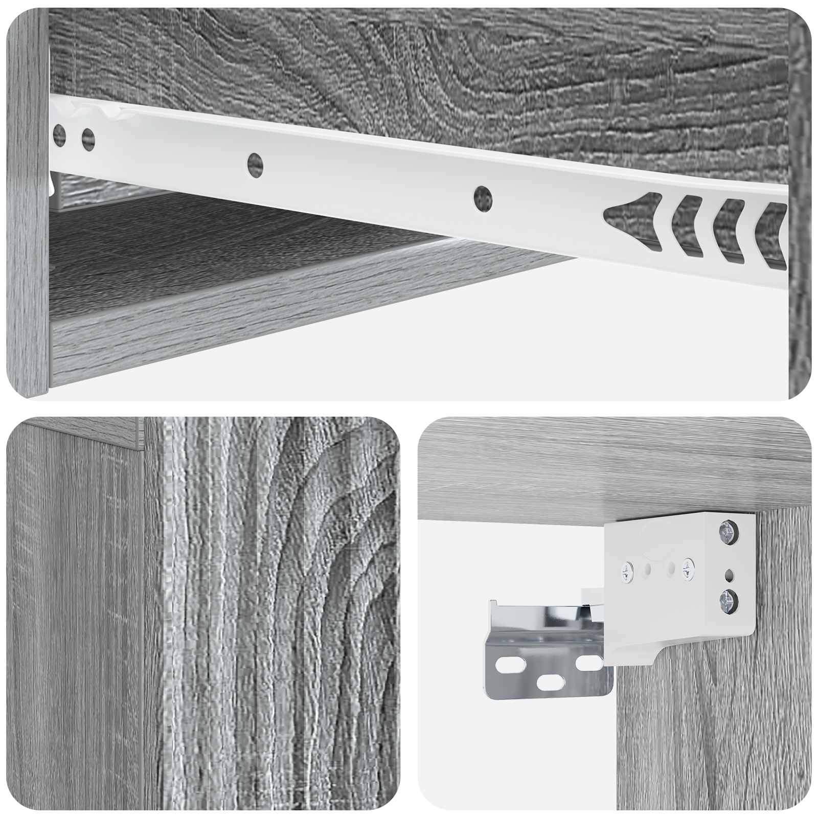 Tavolino da Parete Laterale Grigio Sonoma 59 x 34,5 x 17 cm | homemem39