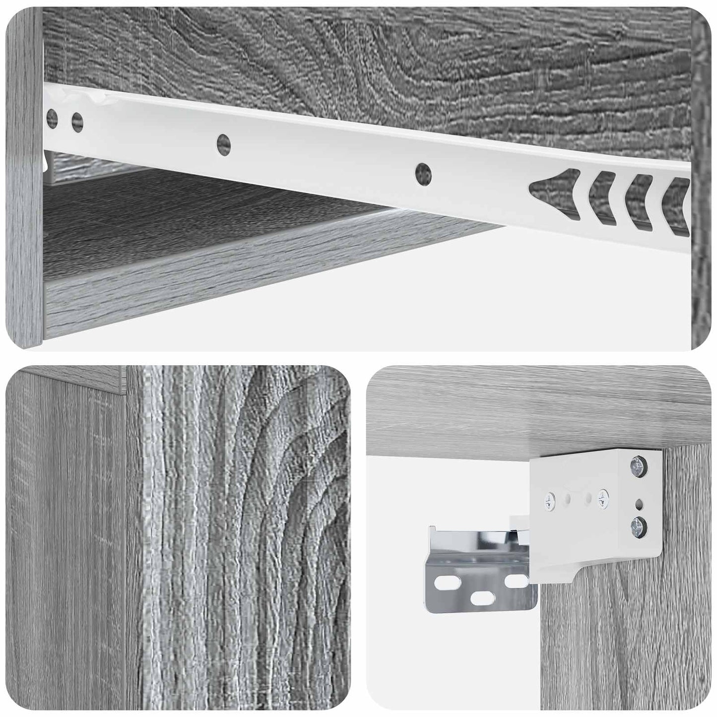 Tavolino da Parete Laterale Grigio Sonoma 59 x 34,5 x 17 cm