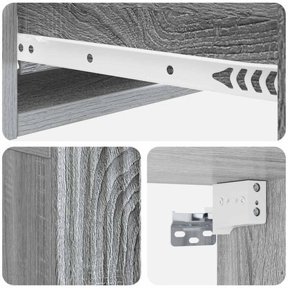 Tavolino da Parete Laterale Grigio Sonoma 59 x 34,5 x 17 cm