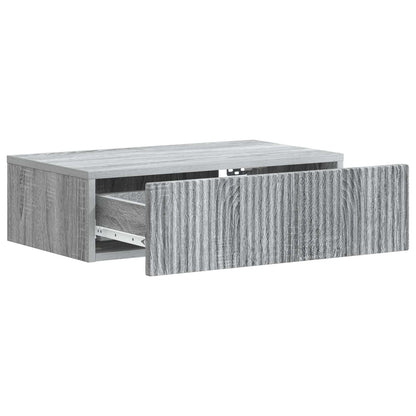 Tavolino da Parete Laterale Grigio Sonoma 59 x 34,5 x 17 cm
