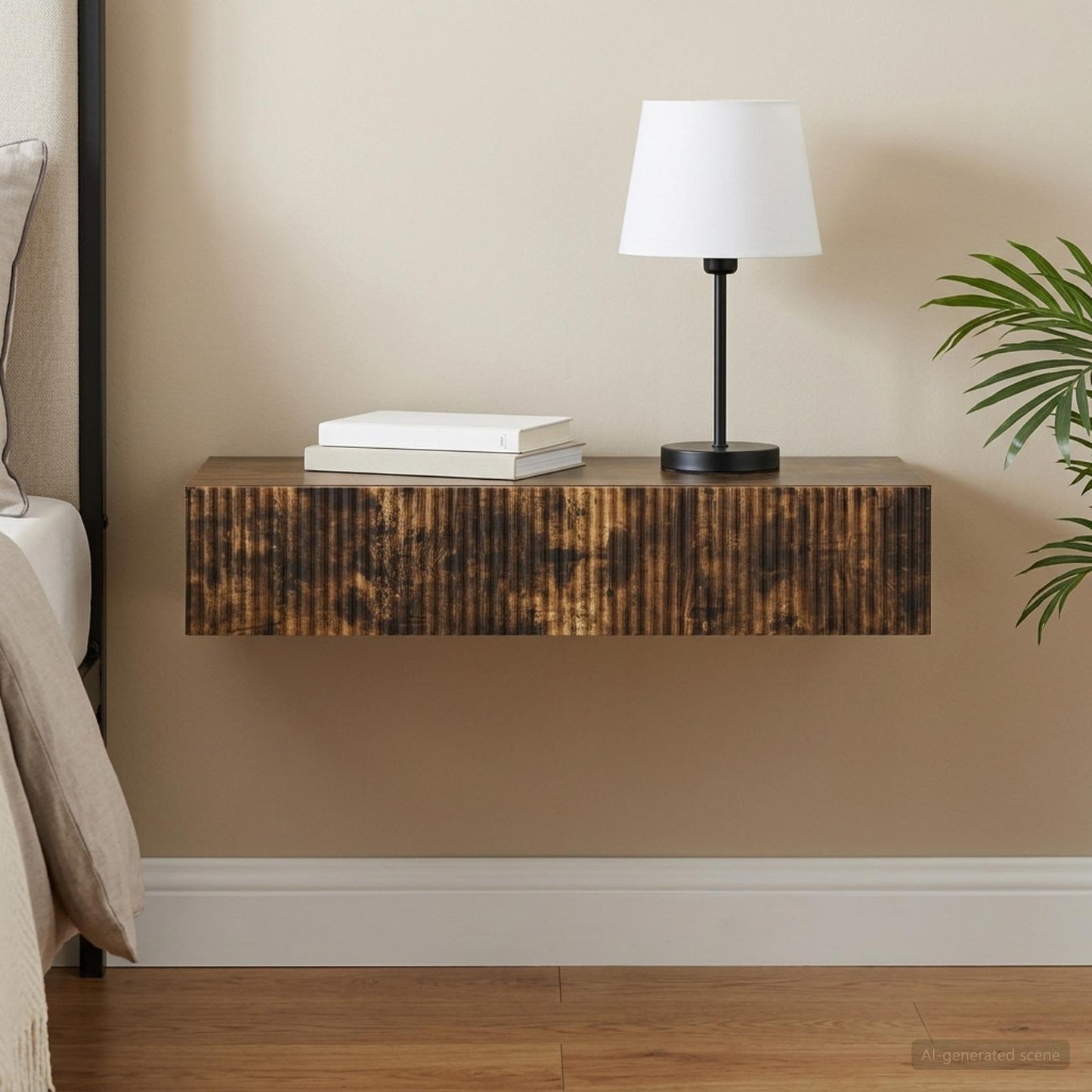 Tavolino da Parete Laterale Rovere Fumo 87,5 x 34,5 x 17 cm