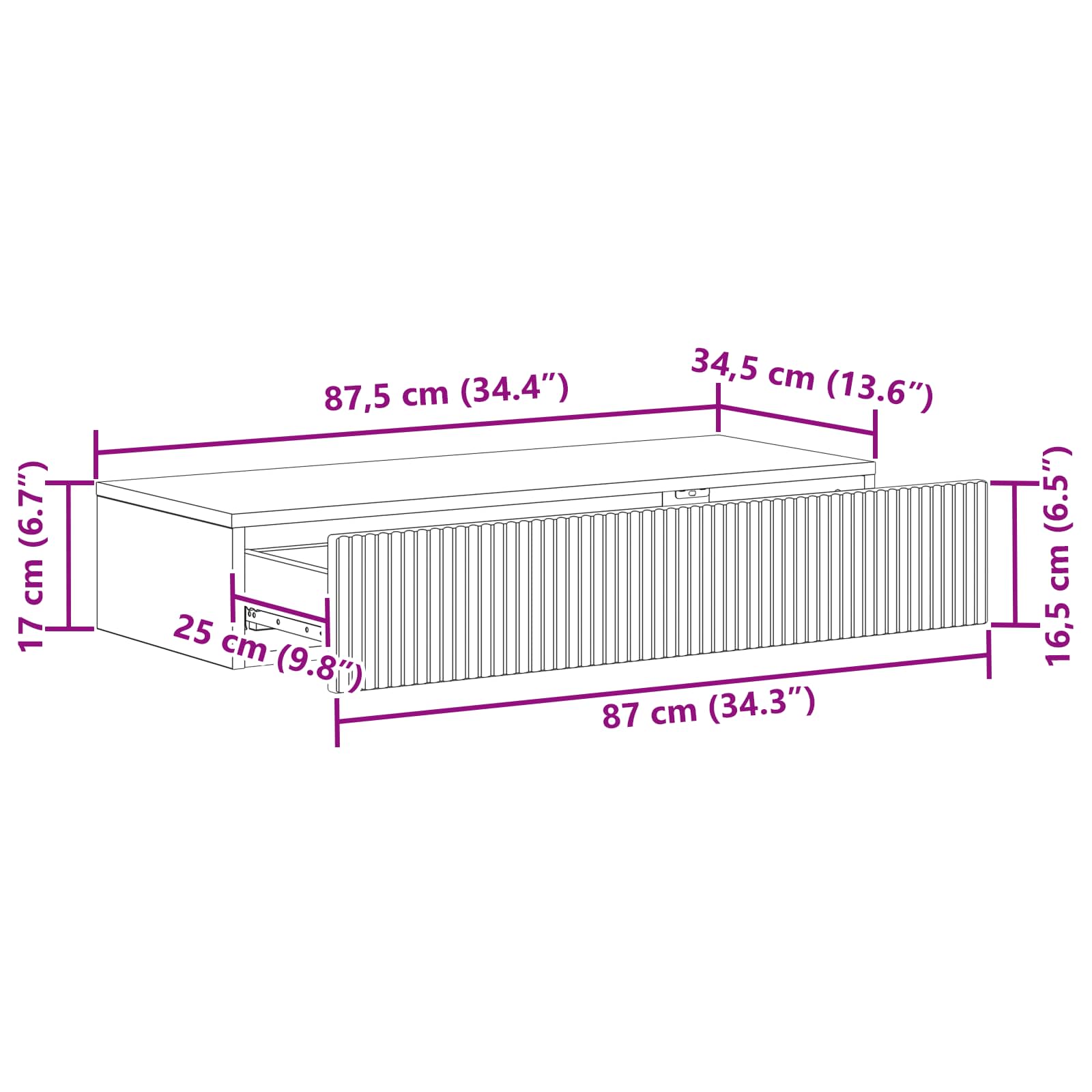 Tavolino da Parete Laterale Rovere Fumo 87,5 x 34,5 x 17 cm | homemem39