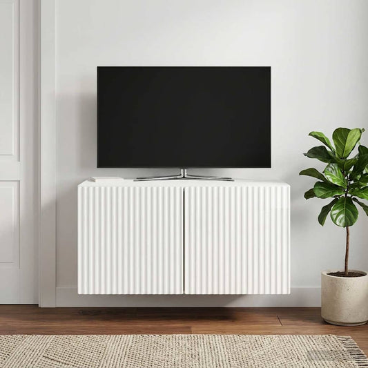 Mobile Porta TV da Muro Bianco Lucido 59,5 x 41 x 30 cm