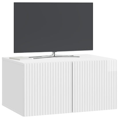 Mobile Porta TV da Muro Bianco Lucido 59,5 x 41 x 30 cm | homemem39