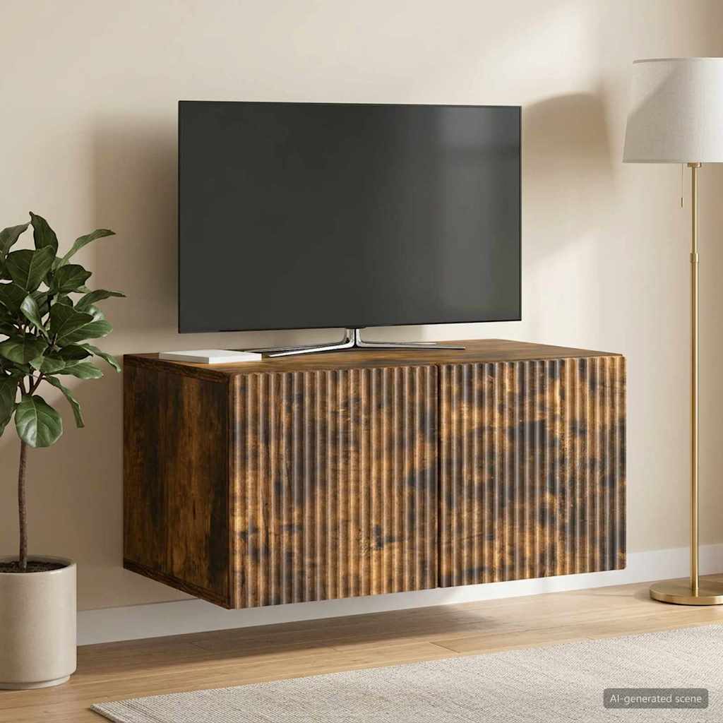Mobile Porta TV da Muro Rovere Fumo 59,5 x 41 x 30 cm