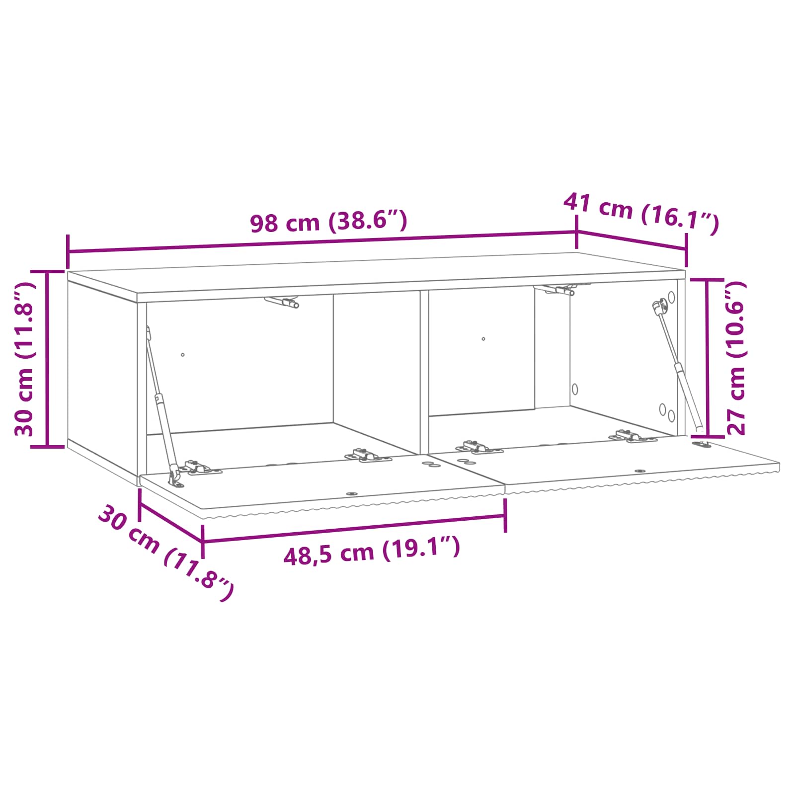 Mobile Porta TV da Muro Rovere Sonoma 98 x 41 x 30 cm | homemem39