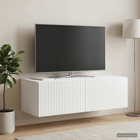 Mobile Porta TV da Muro Bianco Lucido 98 x 41 x 30 cm