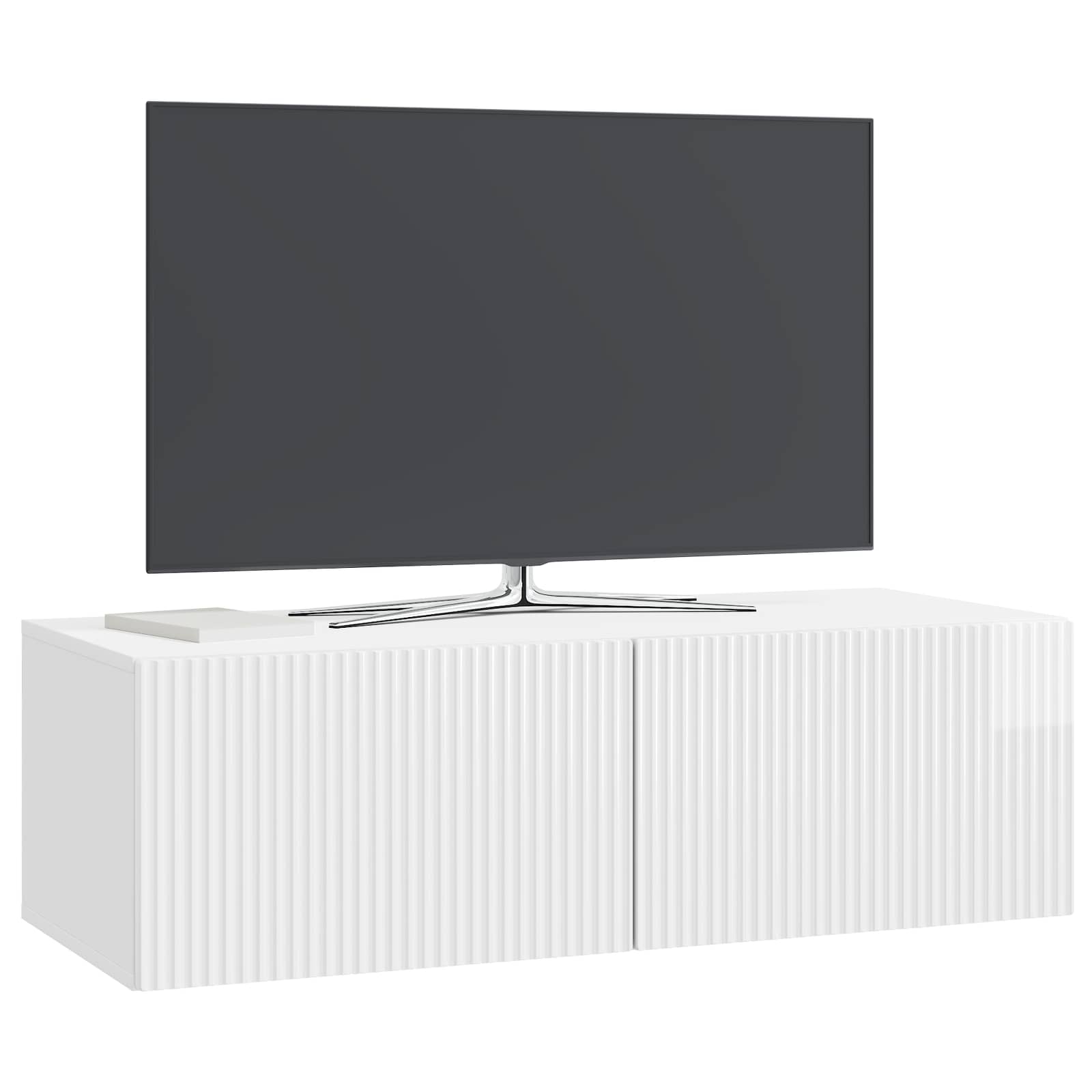 Mobile Porta TV da Muro Bianco Lucido 98 x 41 x 30 cm | homemem39