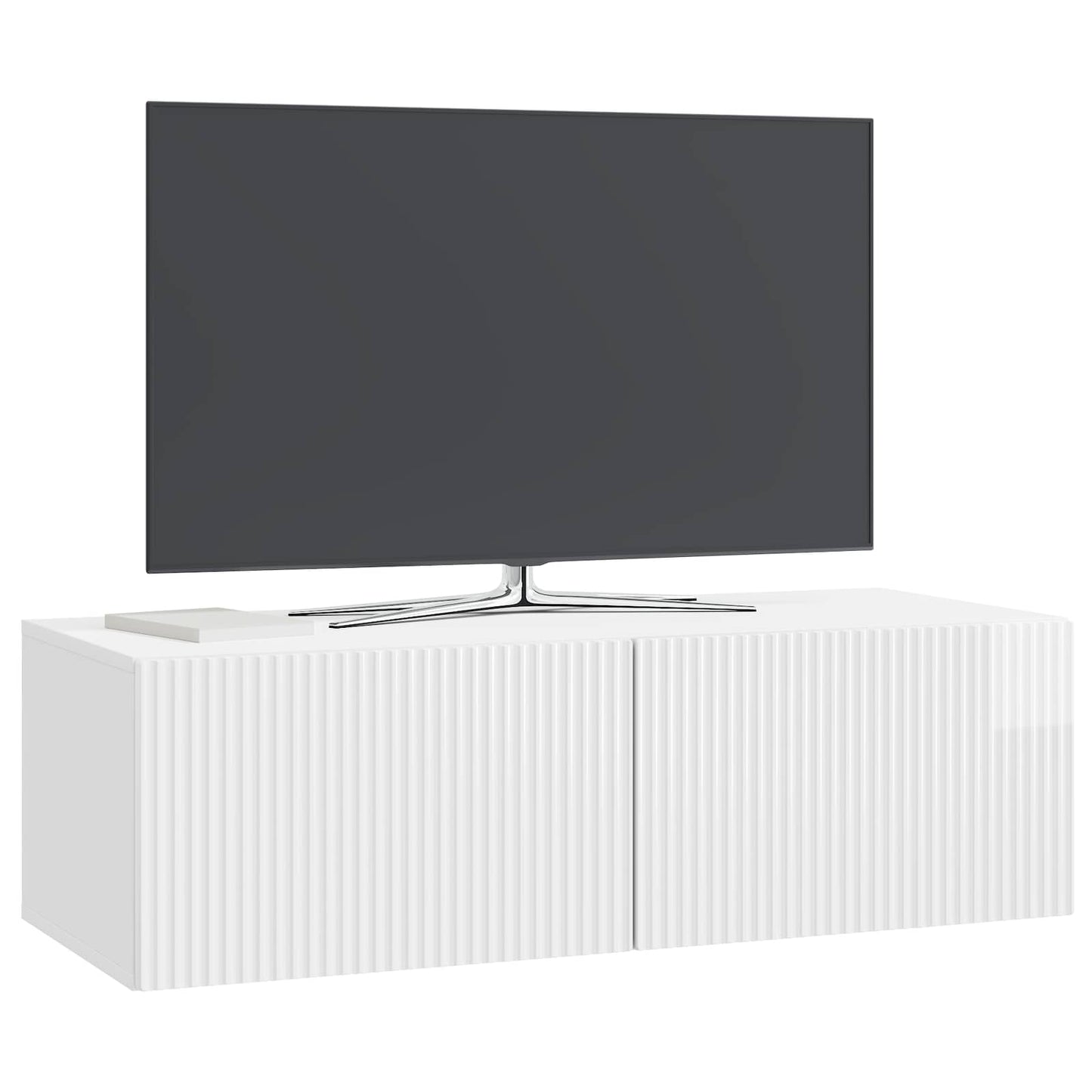 Mobile Porta TV da Muro Bianco Lucido 98 x 41 x 30 cm