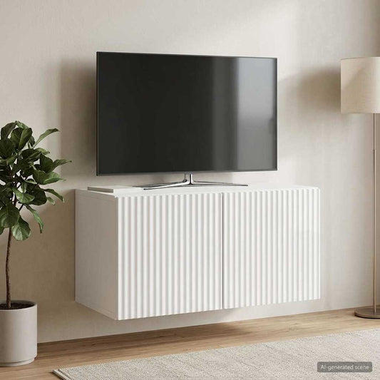Mobile Porta TV da Muro Bianco Lucido 59,5 x 31 x 30 cm