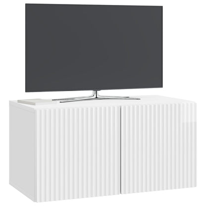 Mobile Porta TV da Muro Bianco Lucido 59,5 x 31 x 30 cm