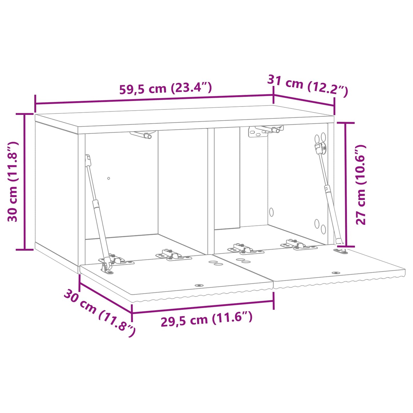 Mobile Porta TV da Muro Rovere Fumo 59,5 x 31 x 30 cm | homemem39
