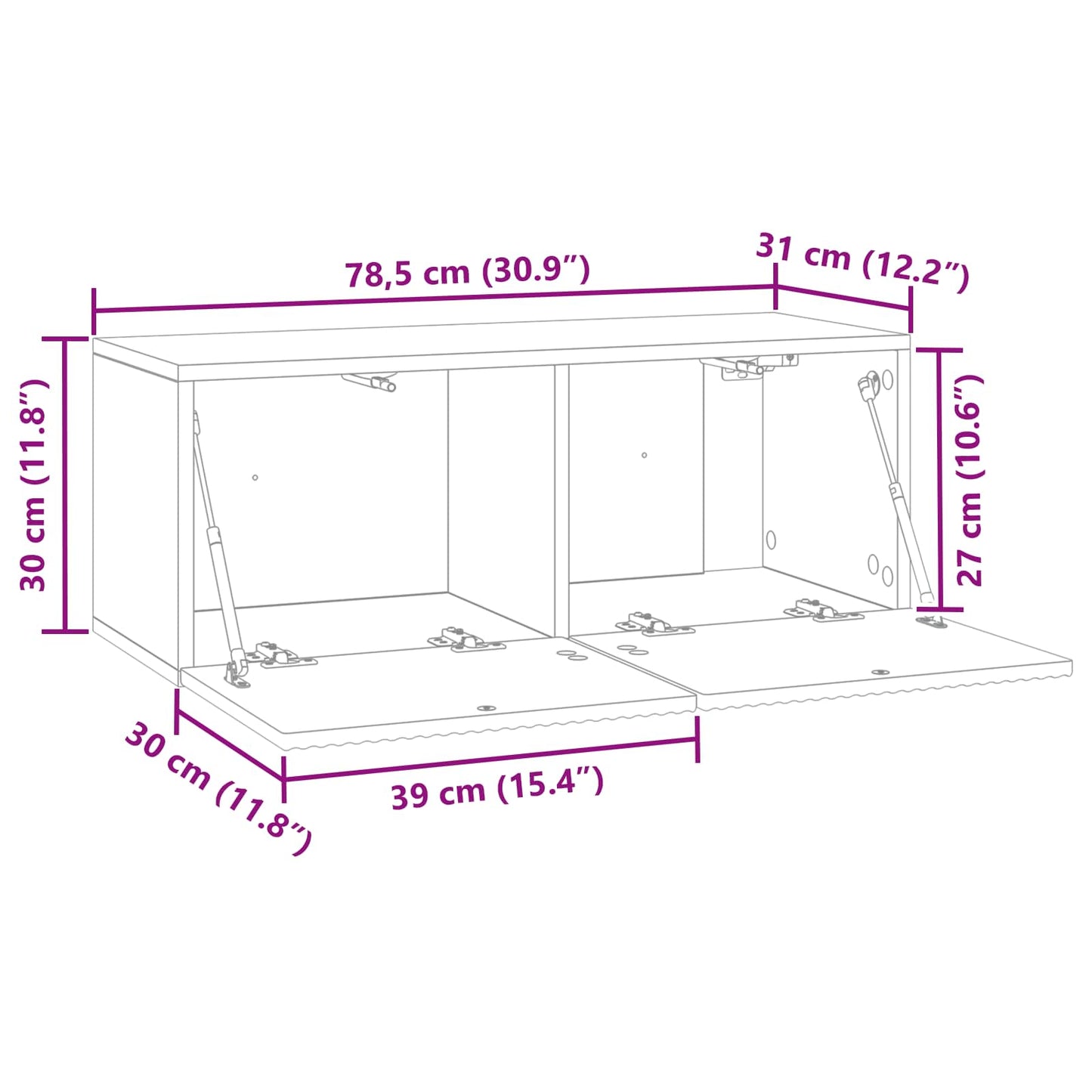 Mobile Porta TV da Muro Rovere Fumo 78,5 x 31 x 30 cm | homemem39