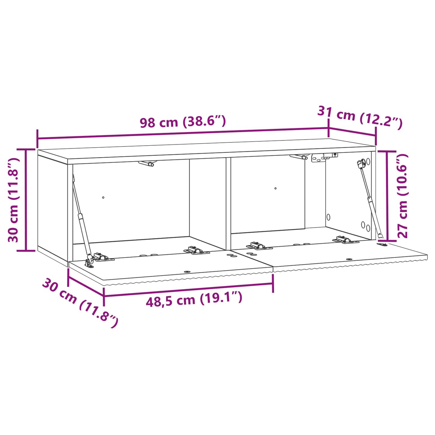 Mobile Porta TV da Muro Montaggio a parete Nero 98 x 31 x 30 cm | homemem39