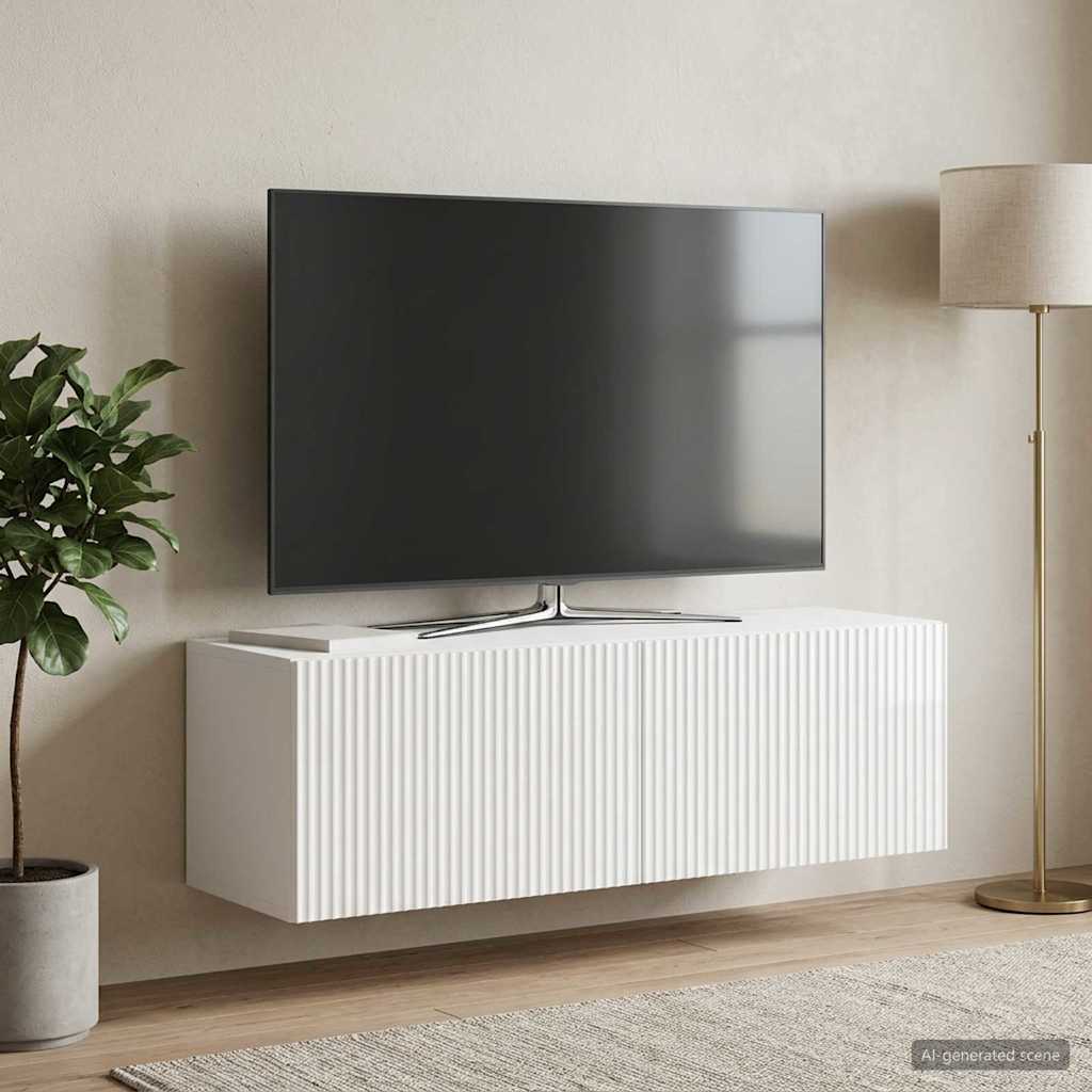 Mobile Porta TV da Muro Bianco Lucido 98 x 31 x 30 cm