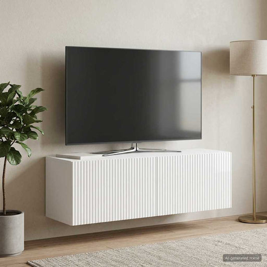 Mobile Porta TV da Muro Bianco Lucido 98 x 31 x 30 cm