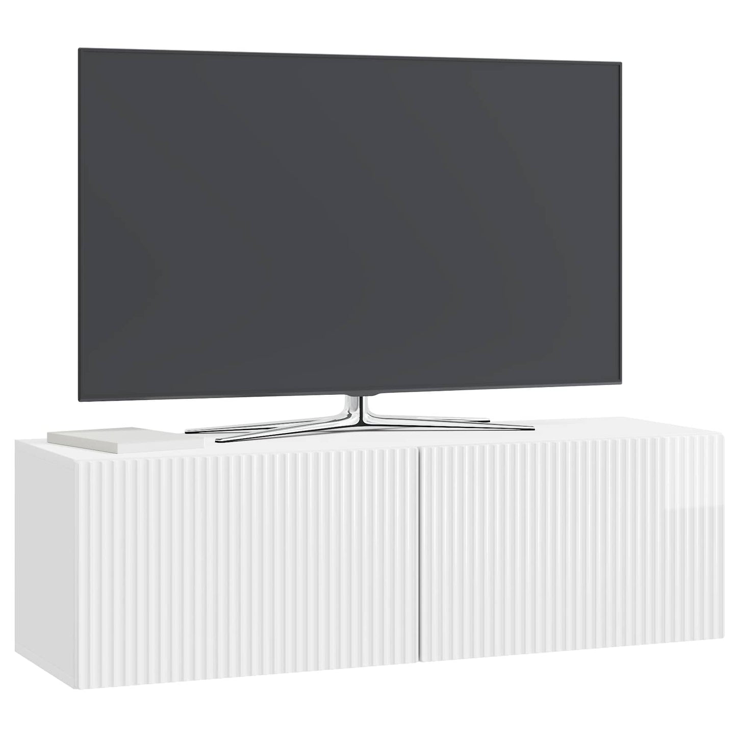 Mobile Porta TV da Muro Bianco Lucido 98 x 31 x 30 cm