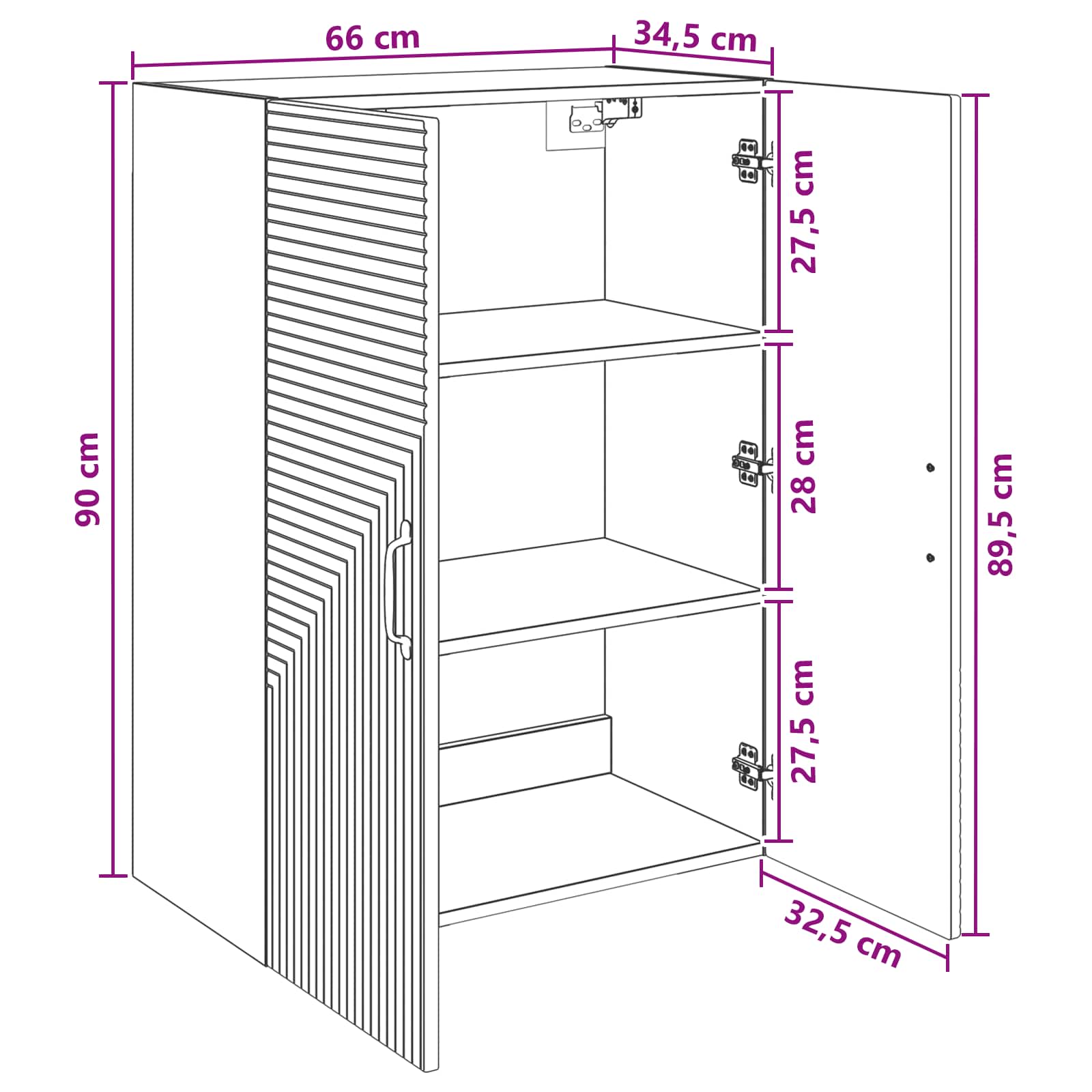 Mobiletto a muro Bianco 66 x 34,5 x 90 cm Legno ingegnerizzato | homemem39