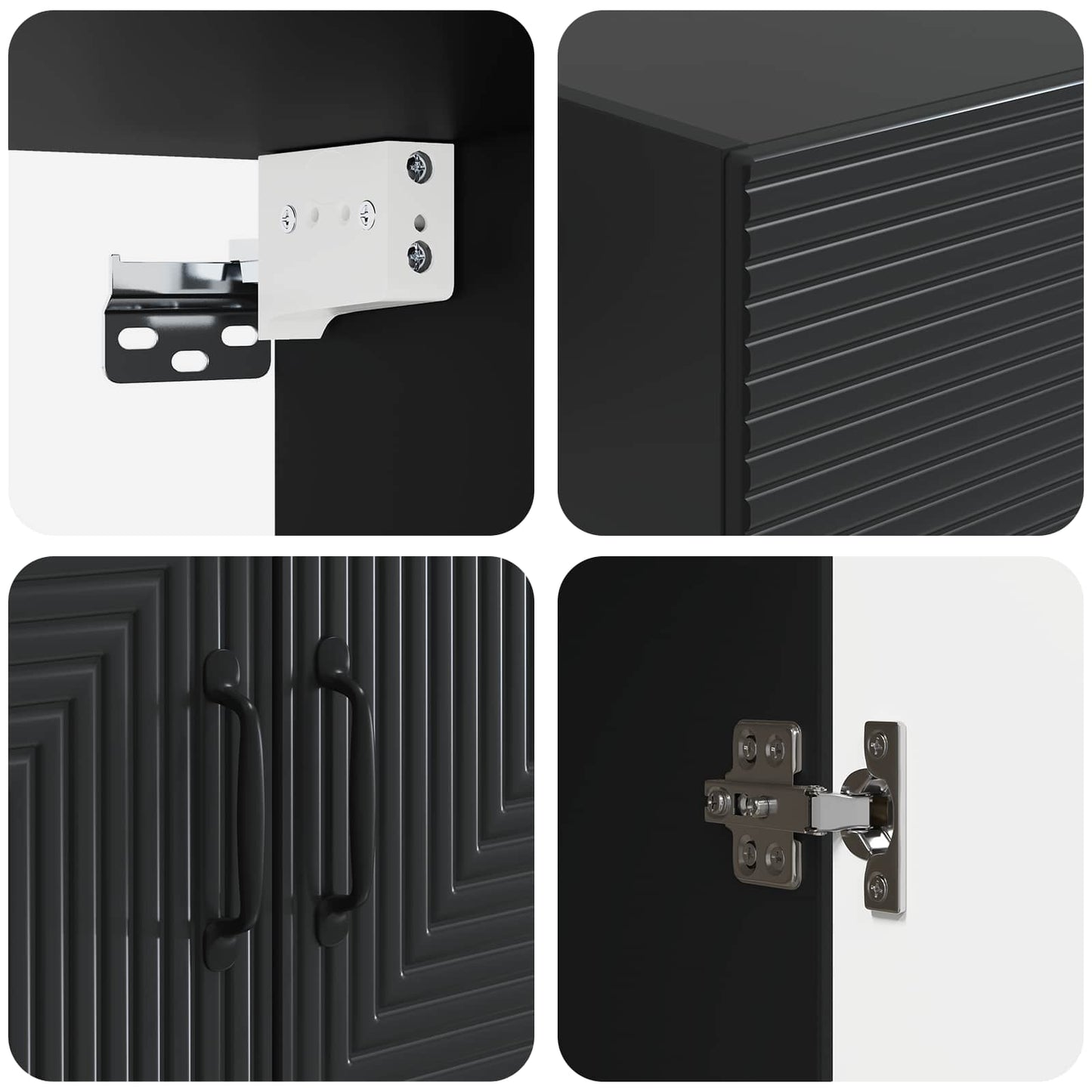 Mobiletto a muro Nero 66 x 34,5 x 90 cm Legno ingegnerizzato | homemem39