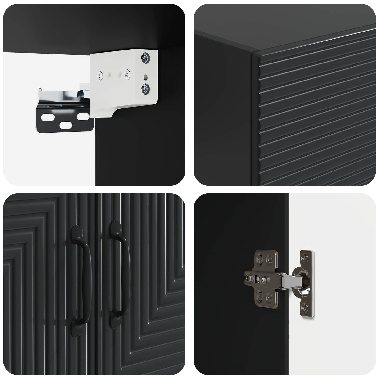 Mobiletto a muro Nero 66 x 34,5 x 90 cm Legno ingegnerizzato | homemem39