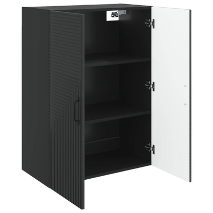 Mobiletto a muro Nero 66 x 34,5 x 90 cm Legno ingegnerizzato